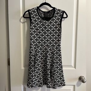 Aqua Black and White Patterned Dress